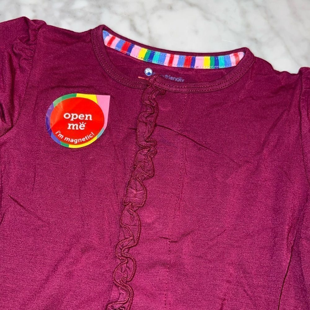 NWT MAGNETIC ME BEAUTIFUL BORDEAUX RUFFLE FOOTIE - Picture 6 of 8